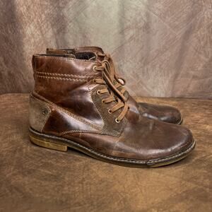 Lasoki Casual Brown Tan Leather Suede Chukka Boots Lace Up Ankle Mens 42 Y2K